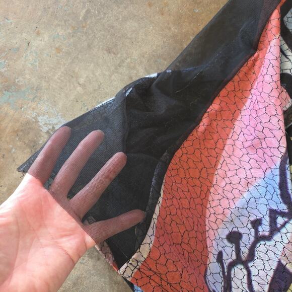 Shana Art to Wear Upcycled Tunic Top Size L Geometric Abstract Mesh Colorful - Picture 7 of 11